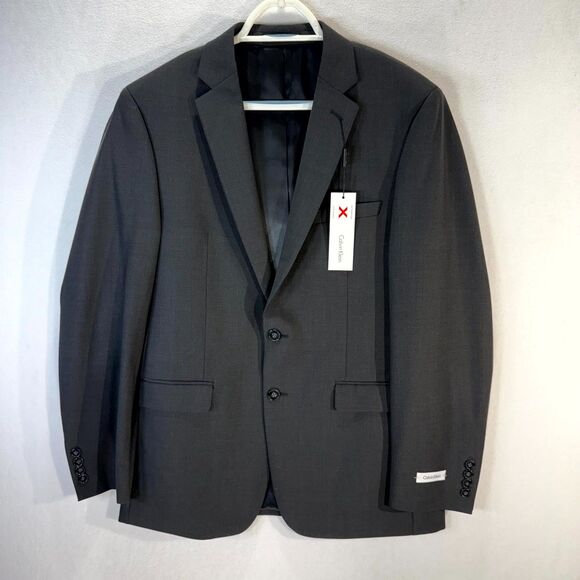 Calvin Klein $425 Men's Gray Stretch Blazer Lycra Spandex & Wool Size 42R‎ NEW